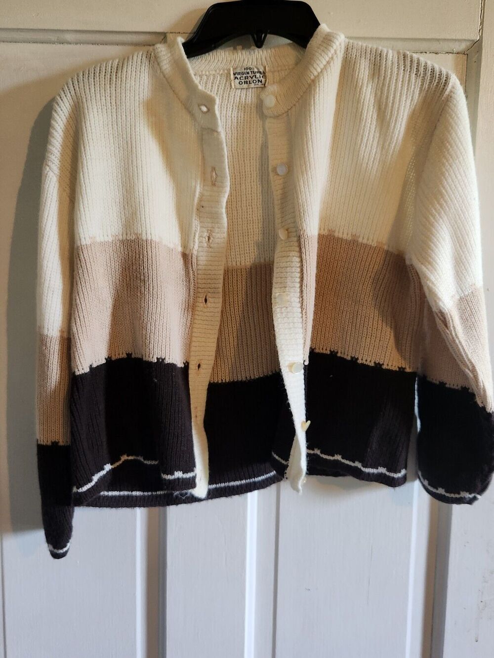 Vintage 1950 Virgin Turbo Orlon Acrylic Knit Cardigan Womens Medium?
